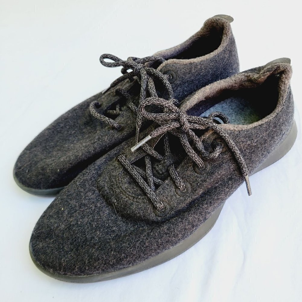 Allbirds Men's Dark Gray (Black Sole) Wool Runners Lace-up Shoes - size 12